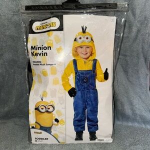 Minions Kevin Toddler Yellow & Blue Hooded Plush Jumpsuit Costume
